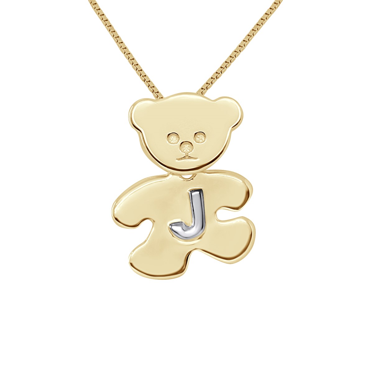 Pendentif OURSON plaqué Or Jaune - Lettre J Argent