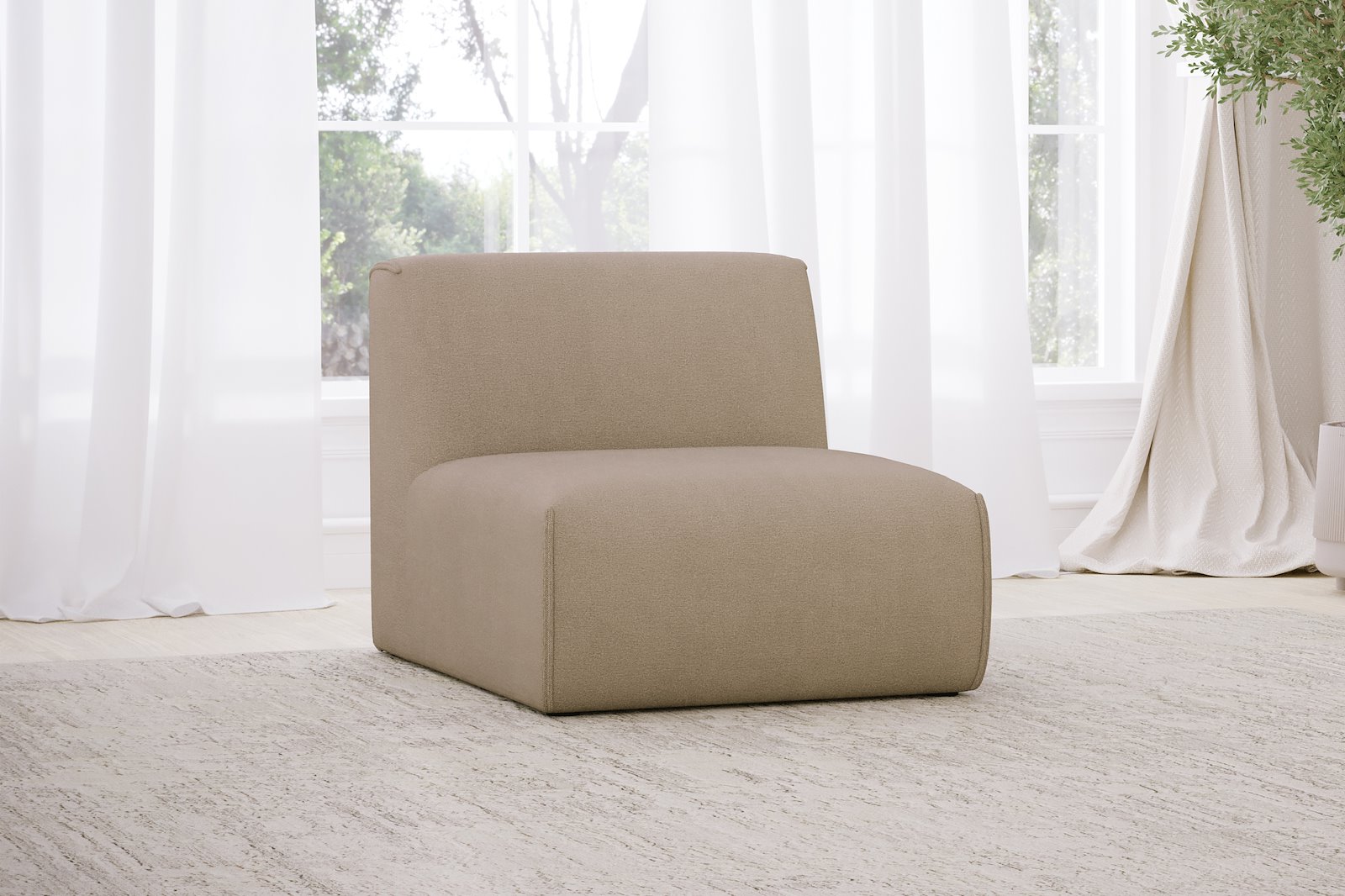Monaco Lux 1-seter stol Tekstil Brego 34 Light Brown med sorte ben. Lux komfort.