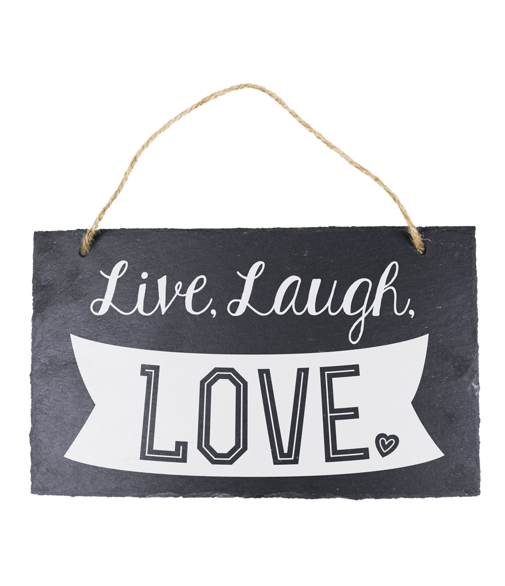 Leisteen Bordje Live, Laugh, Love 25cm