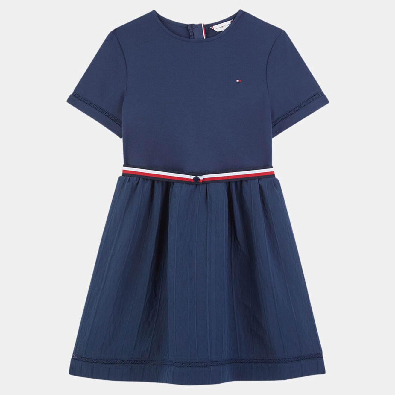 Tommy Hilfiger Robe évasée bi-matière à bandes bleu marine