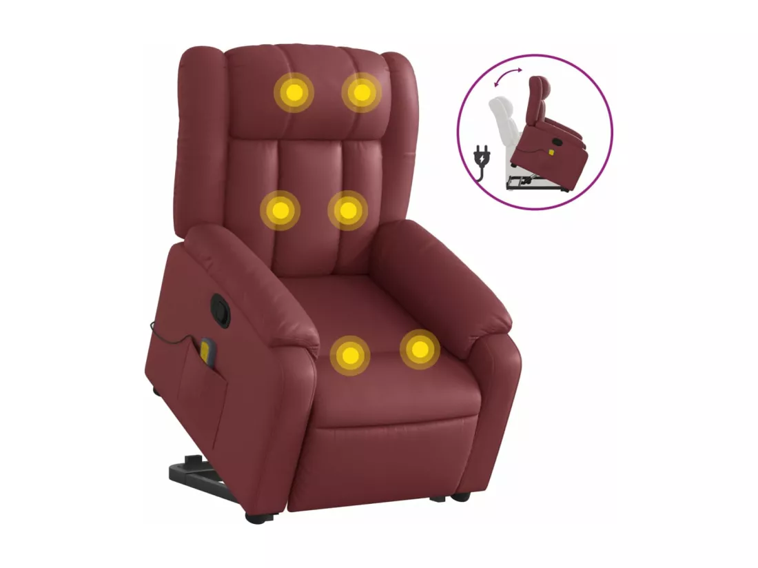 Fauteuil inclinable massant Rouge bordeaux Similicuir