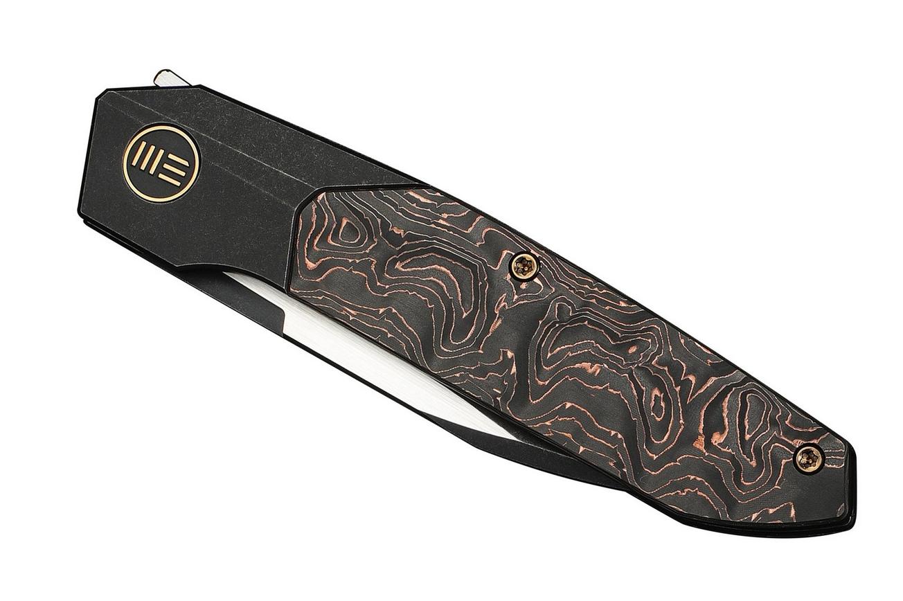 WE Knife Brr15 WE24007-1 Blackwashed M390, Black Titanium Copper Foil Carbon Inlay, zakmes, Rafal Brzeski design