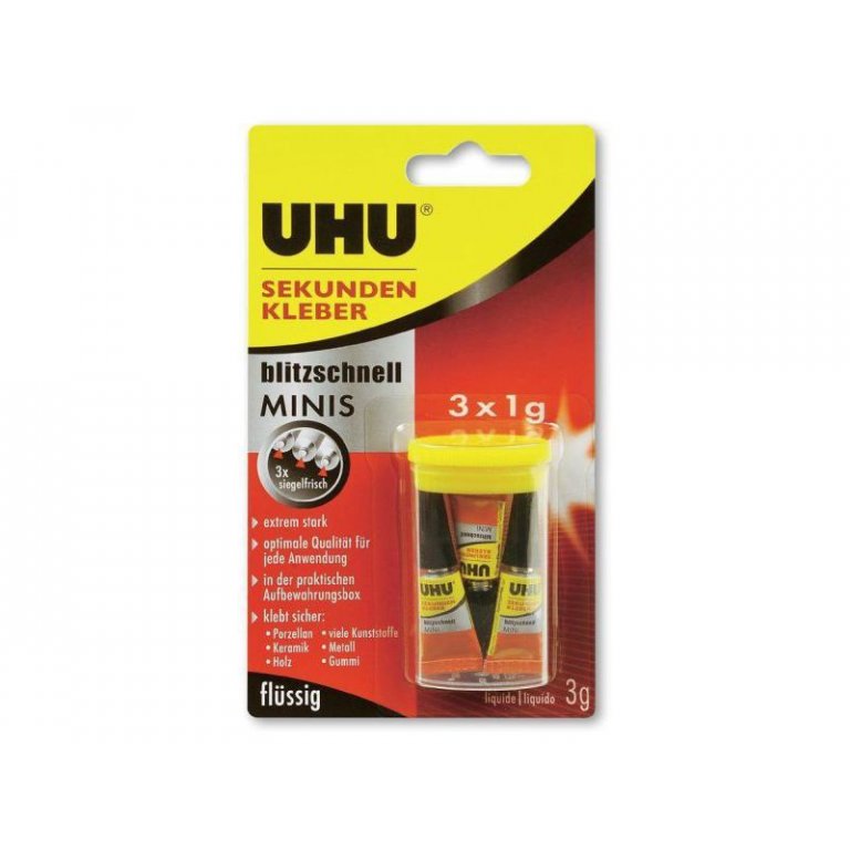 Uhu Sekundenkleber super minis 3 x 1 g