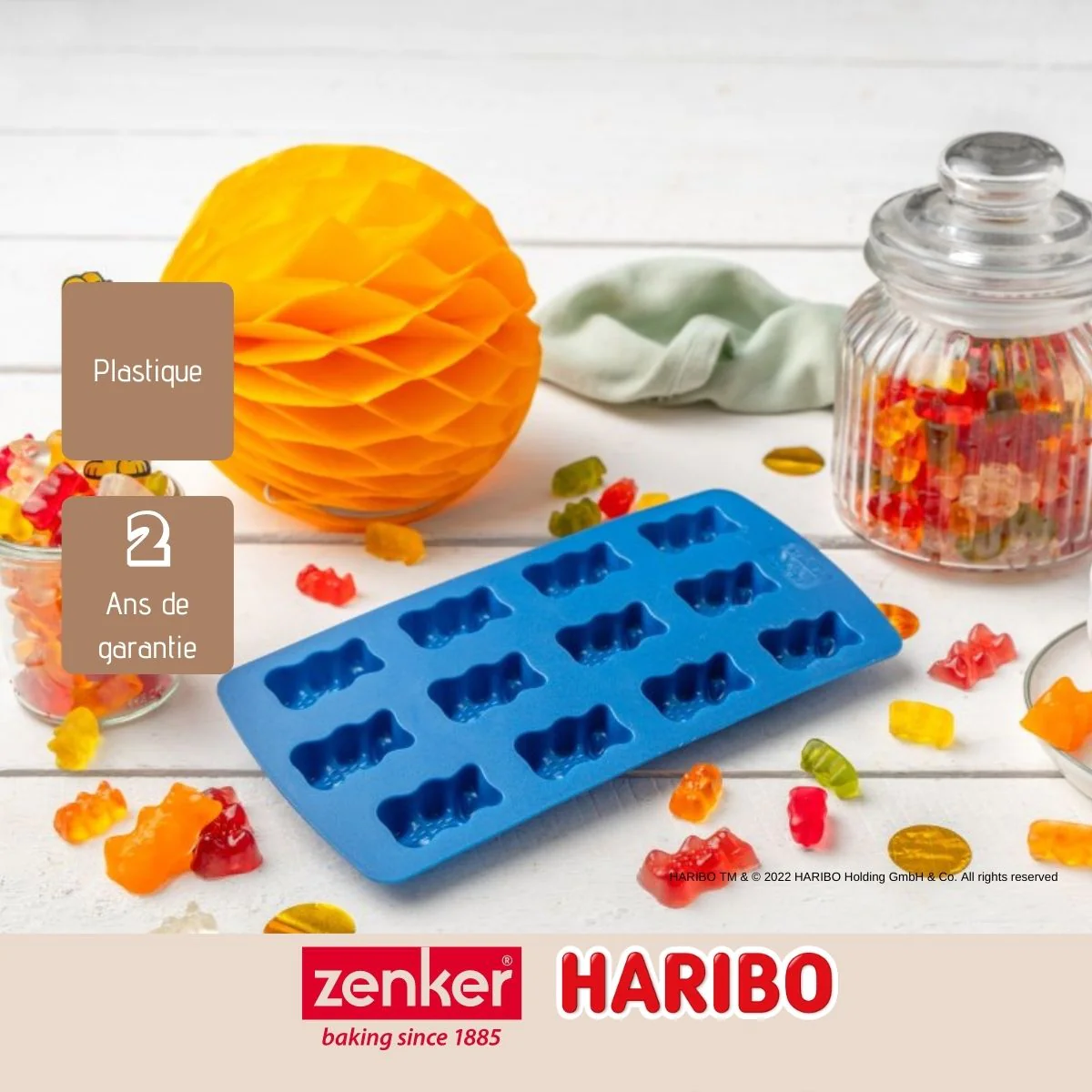 Bac à glaçons 12 empreintes en forme d'oursons Haribo Zenker
