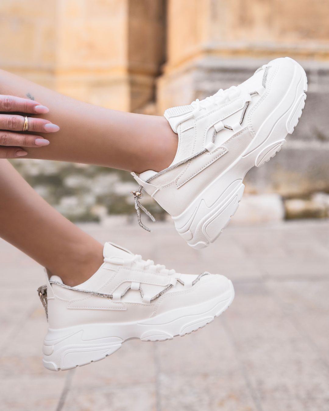 Basket femme blanche à lacets sneakers - Siena