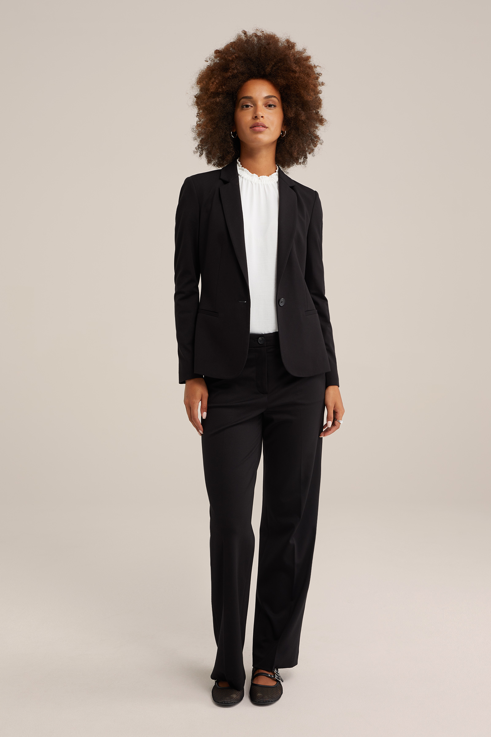 wide leg pantalon met stretch WE Fashion Zwart