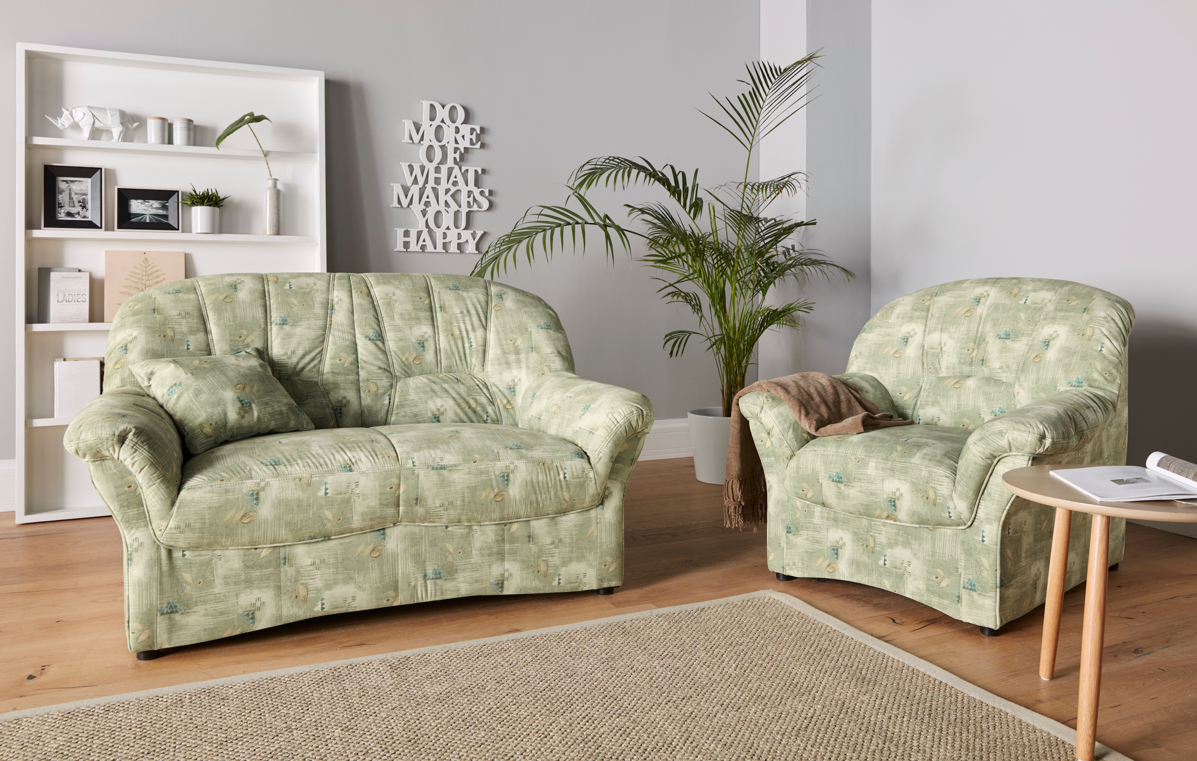 DOMO collection Polstergarnitur »Bahia belastbar bis 140kg/ Sitz, mit Federkern« Set,  Microfaser MELROSE®, mocca