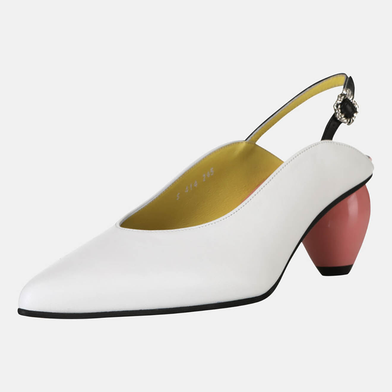 Yuul Yie Slingback en Cuir Slide blanc/rose - Talon 6 cm