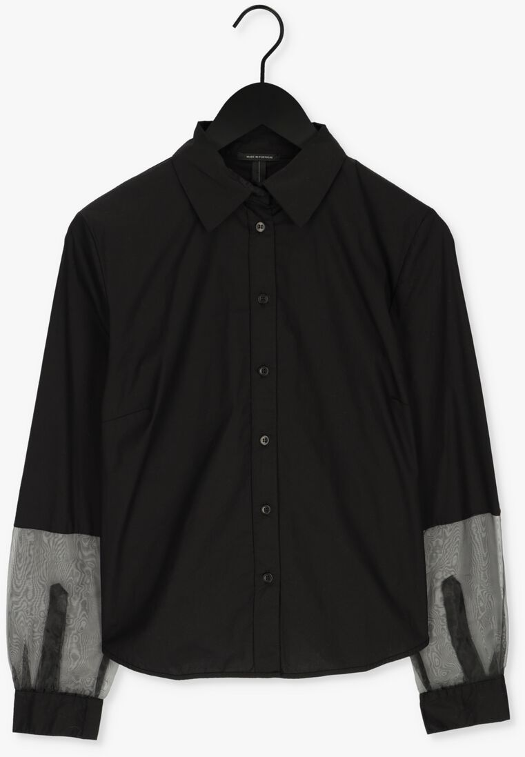 10DAYS zwarte 10days blouse contrast organza shirt poplin
