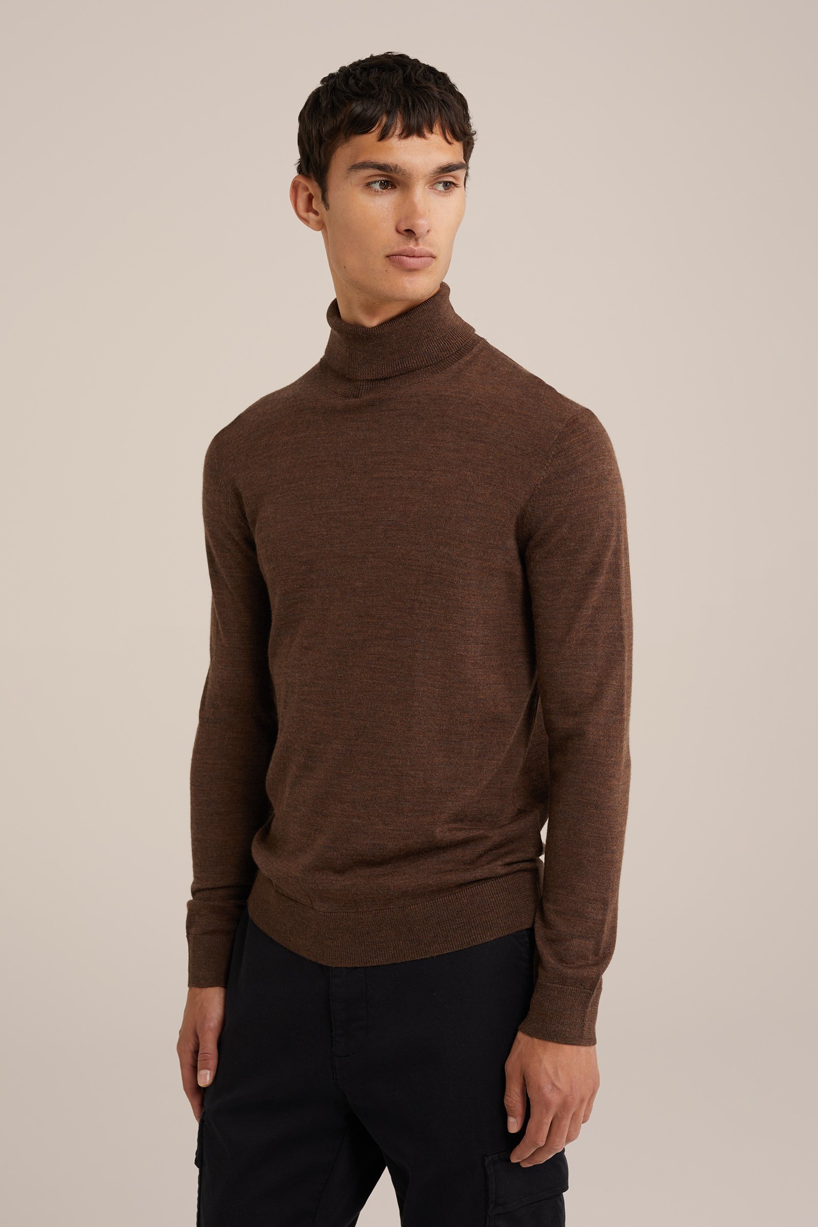 coltrui van merinowol WE Fashion Donkerbruin