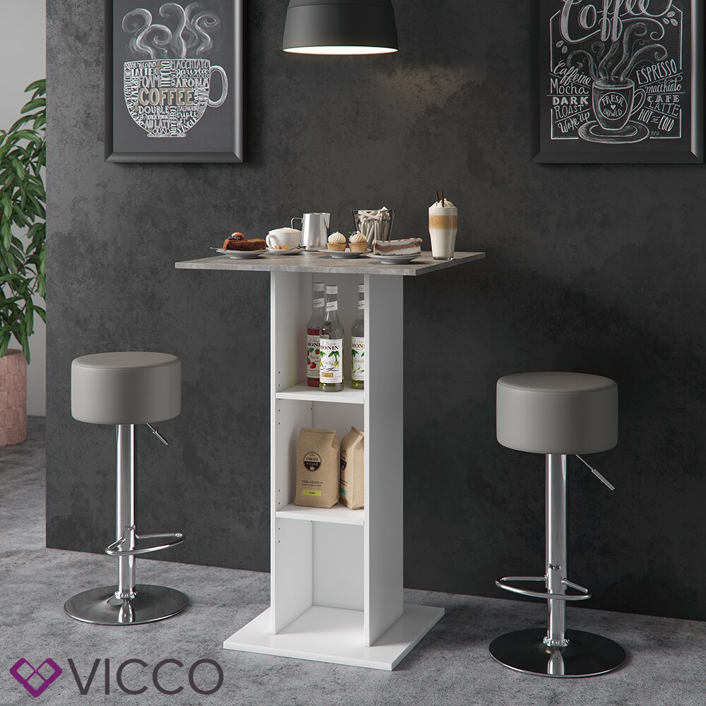 VICCO Bartisch Bar Weiß Beton Bartresen Stehtisch Tresentisch Bistrotisch Küche inkl. Barhocker