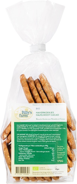 Billy’s farm Haverkoekjes Hazelnoot-Cacao (175 gr)