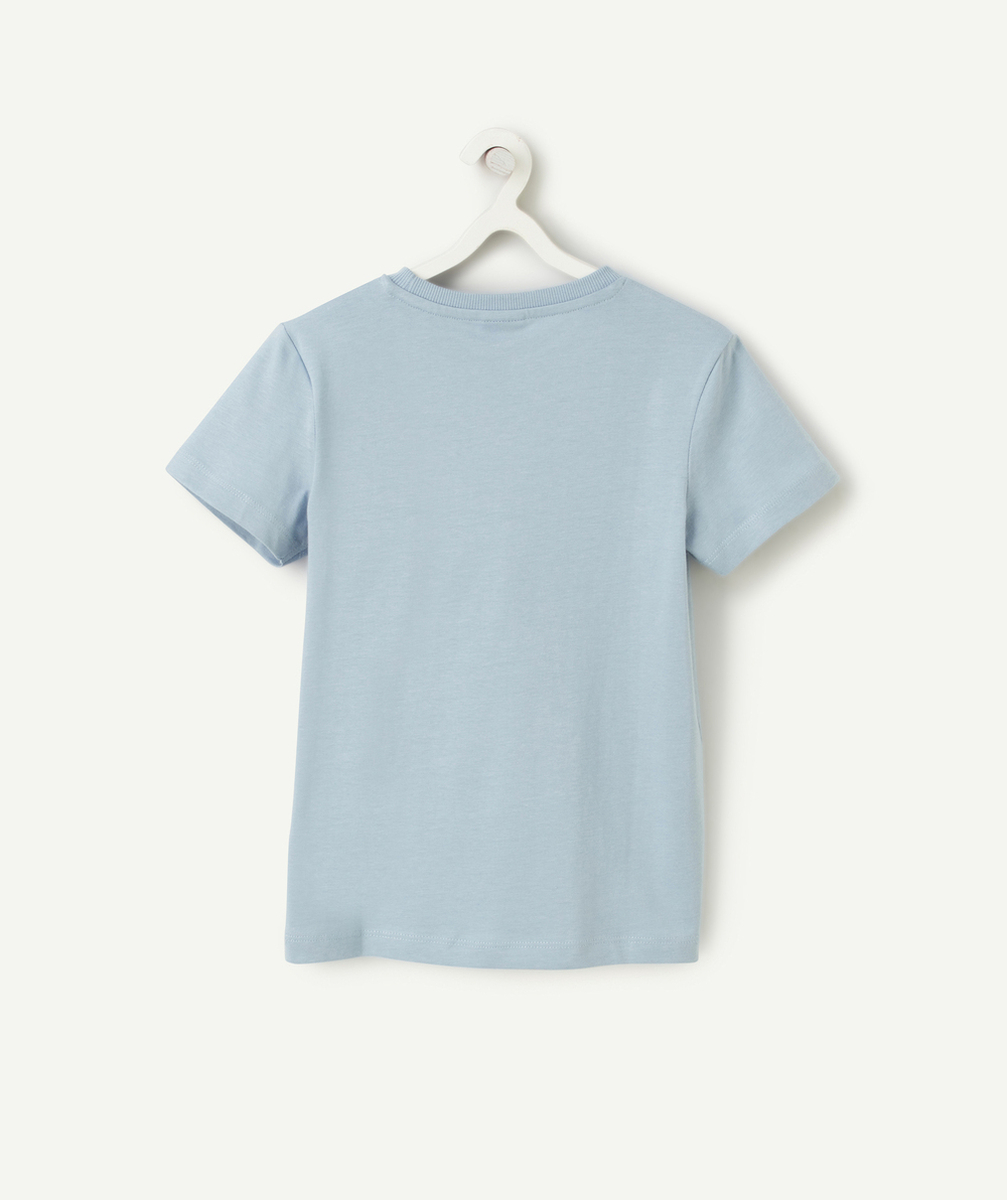 T-SHIRT GARÇON EN COTON BIO BLEU AVEC MESSAGES NEW YORK ET LETTRE