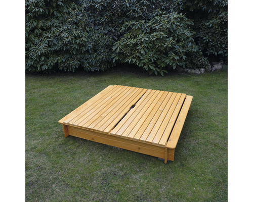 Tessa 140 zandbak met volledige afdekking, hout, 140 x 140 x 24 cm, bruin