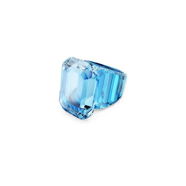 Swarovski Anel Cocktail Lucent Lapidação Octogonal Azul 55