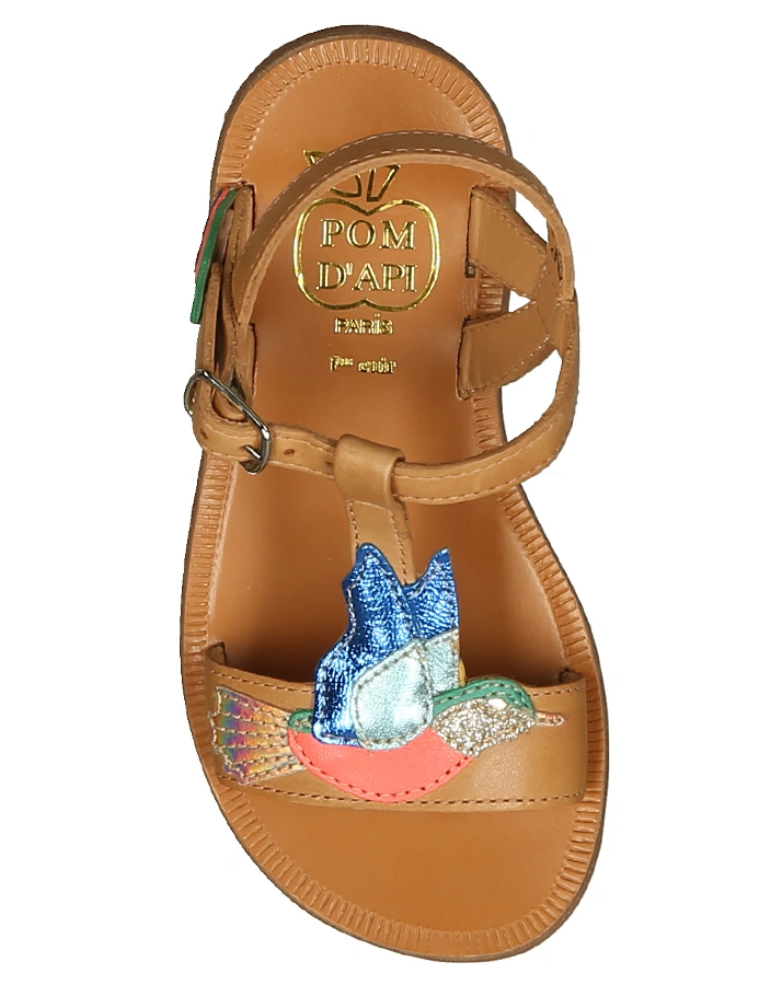 Leder-Sandalen PLAGETTE COLIBRI in cognac