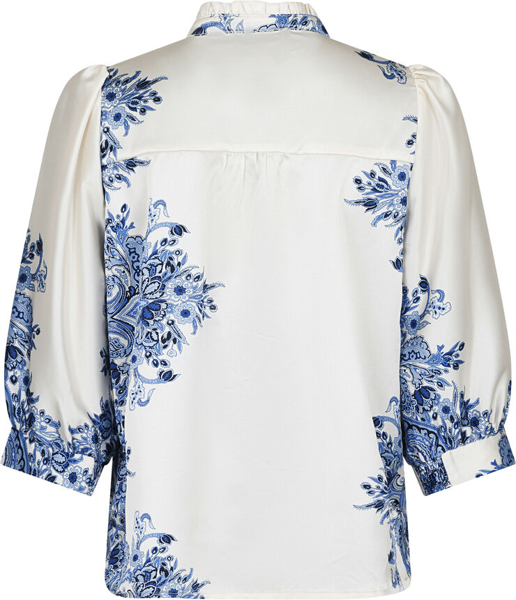 Neo Noir Roselle Paisley Border Blouse Bright blue