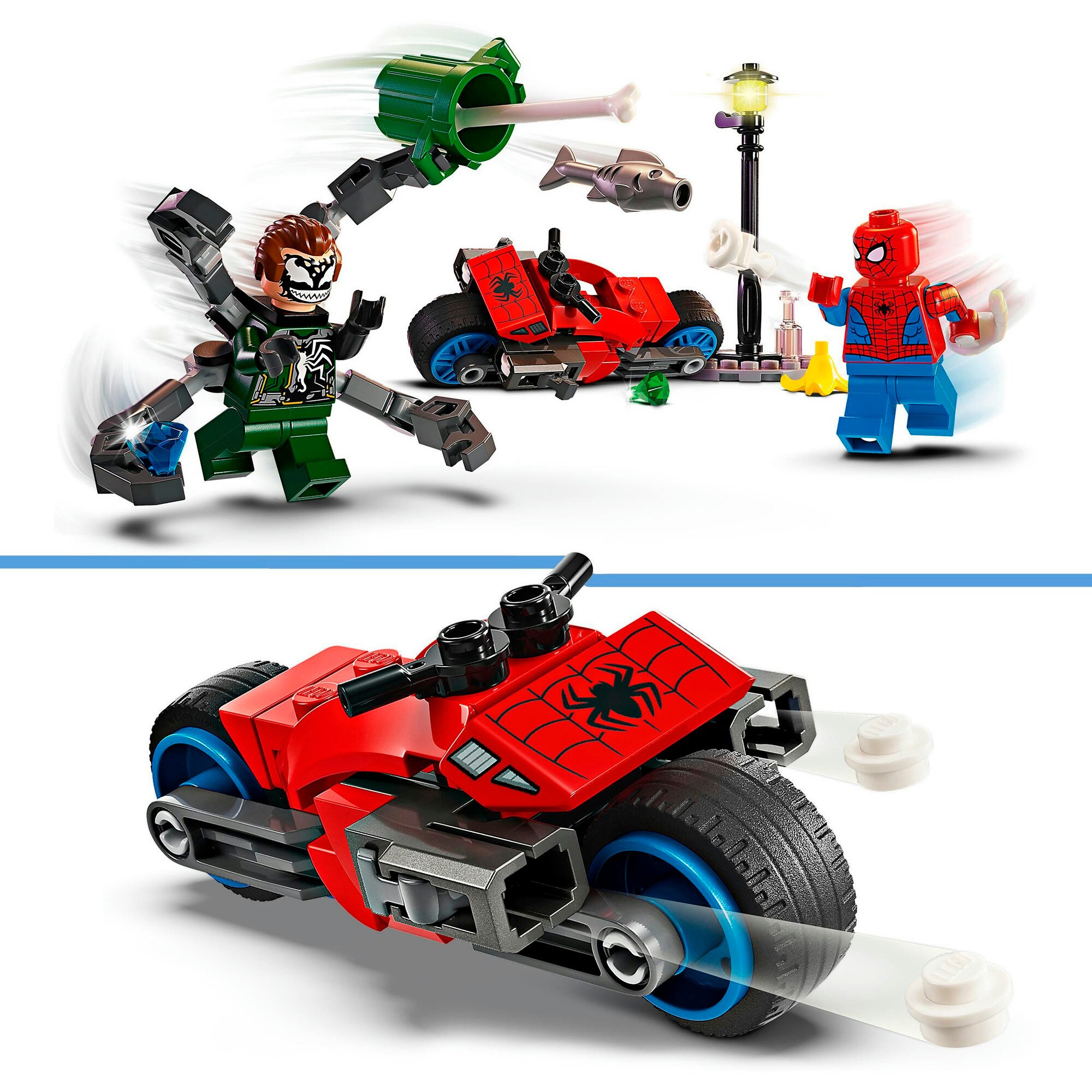 LEGO Konstruktionsspielzeug Marvel Super Heroes Motorrad-Verfolgungsjagd: Spider-Man vs. Doc Ock