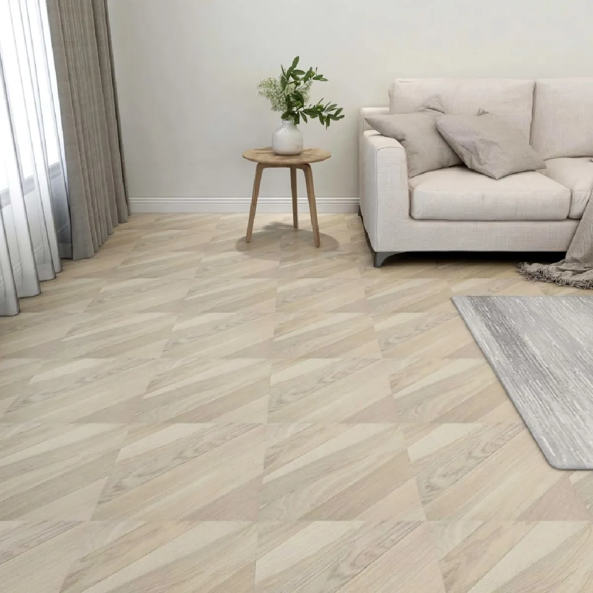 vidaXL Planches de plancher autoadhésives - Beige rayé