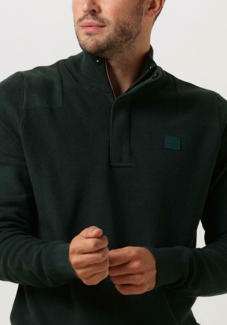 PME LEGEND groene pme legend trui half zip collar cotton knit