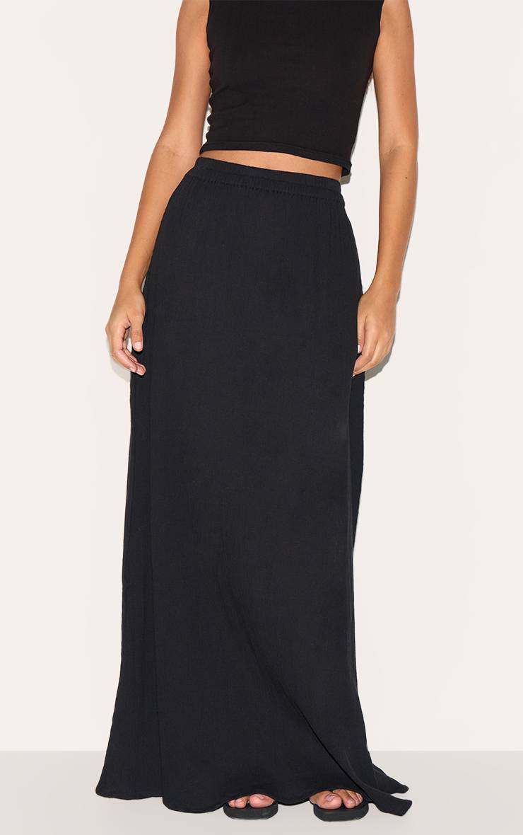 Jupe Longue Taille Haute En Gaze De Coton Avec Taille Élastiquée