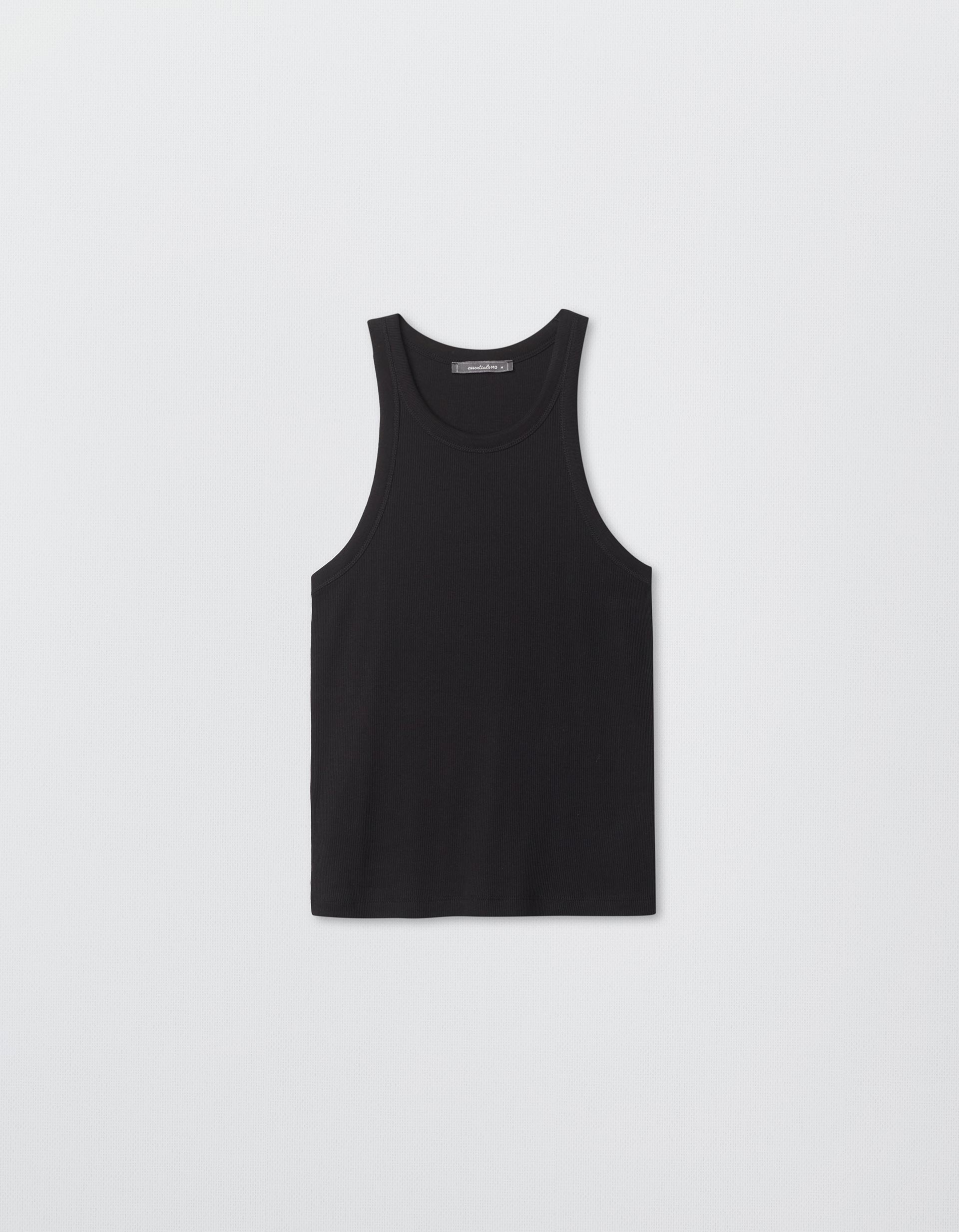 Tank Top Canelado, Mulher, Preto