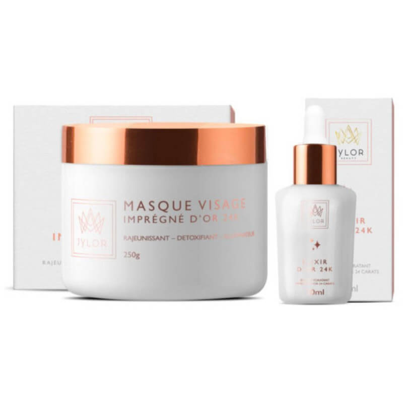 Set élixir d'or, masque d'or, pinceau visage Jylor