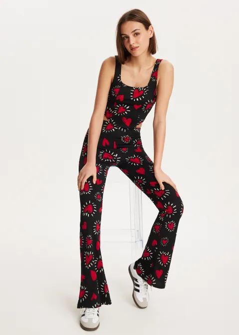 Flared broek met hartjes assorti (ASSOR)