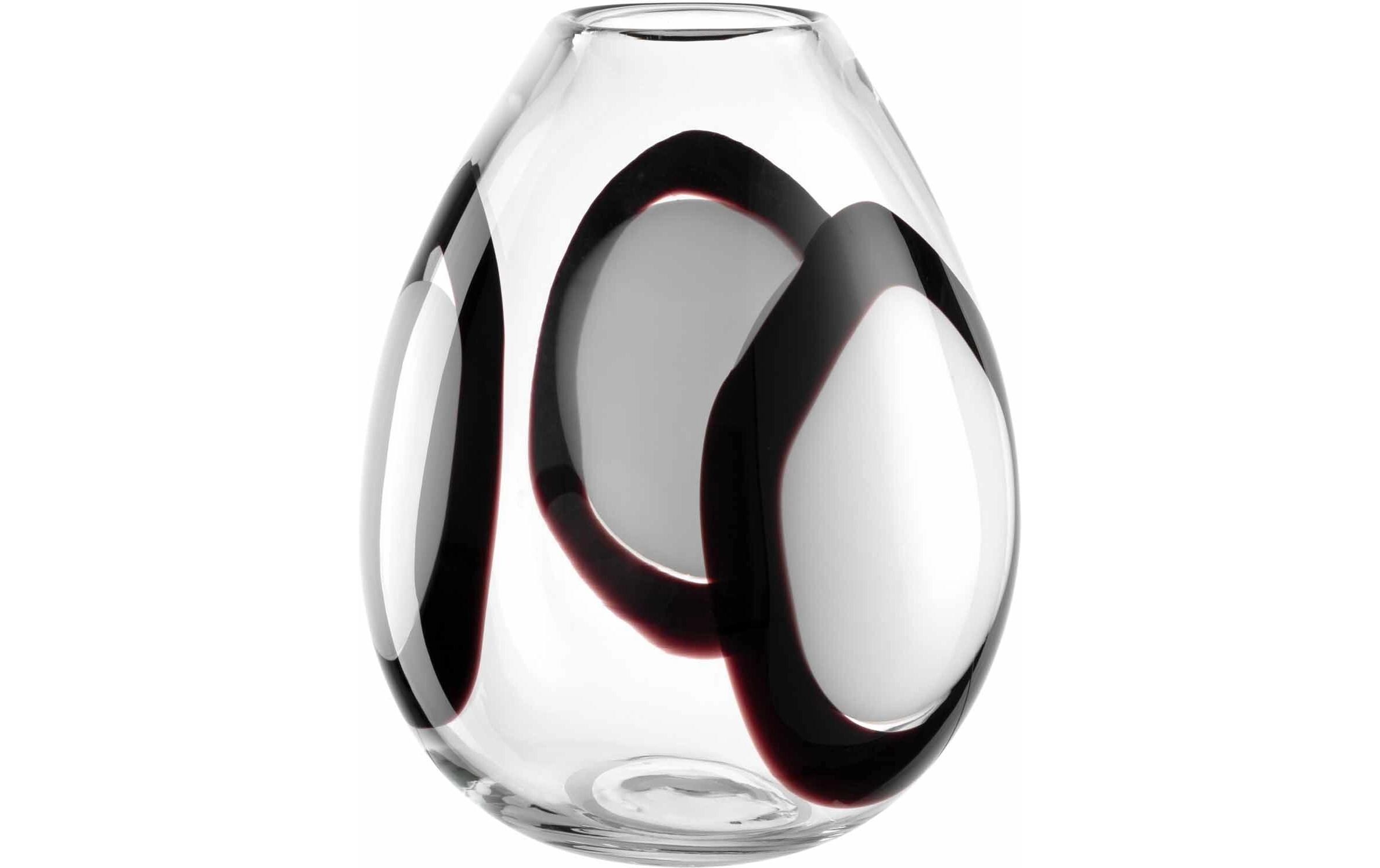 Vase Occhi Bianchi 26 cm, Schwarz/Transparent/Weiss<br>Glasvase