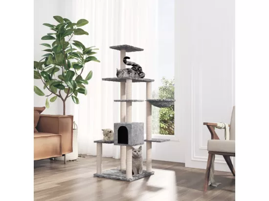 Arbre à chat avec griffoirs en sisal Gris clair 142 cm
