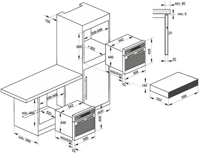 KAISER Backofen-Set Einbaubackofen,Edelstahl,86L 15 Fkt.+ Mikrowellen-Backofen, 45 cm EH 6306 N R+EH 6307 R mit 1-fach-Teleskopauszug