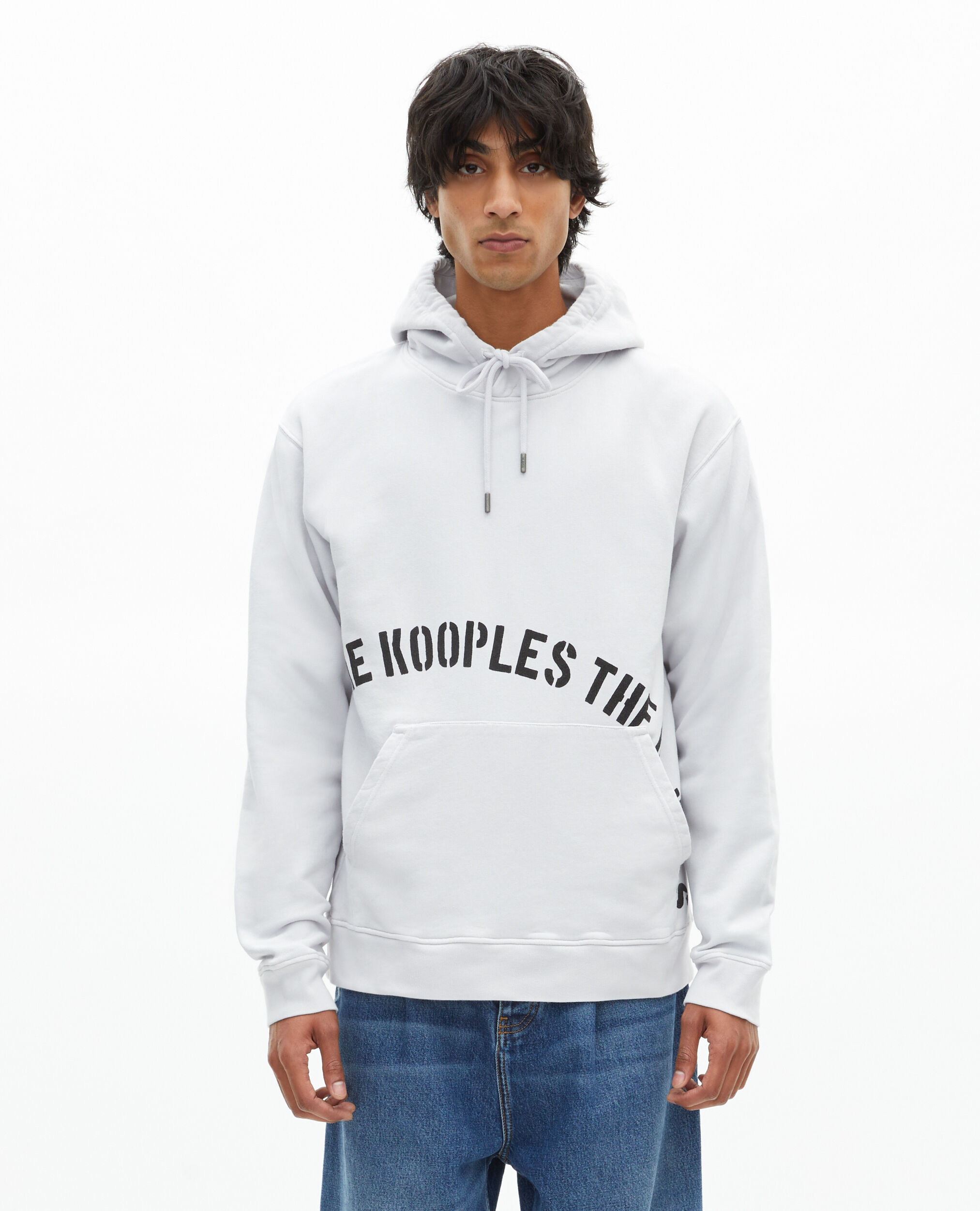 Sweatshirt à capuche avec sérigraphie gris