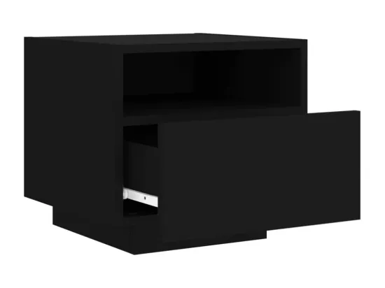 Table de chevet avec lumières LED noir 40x39x37 cm