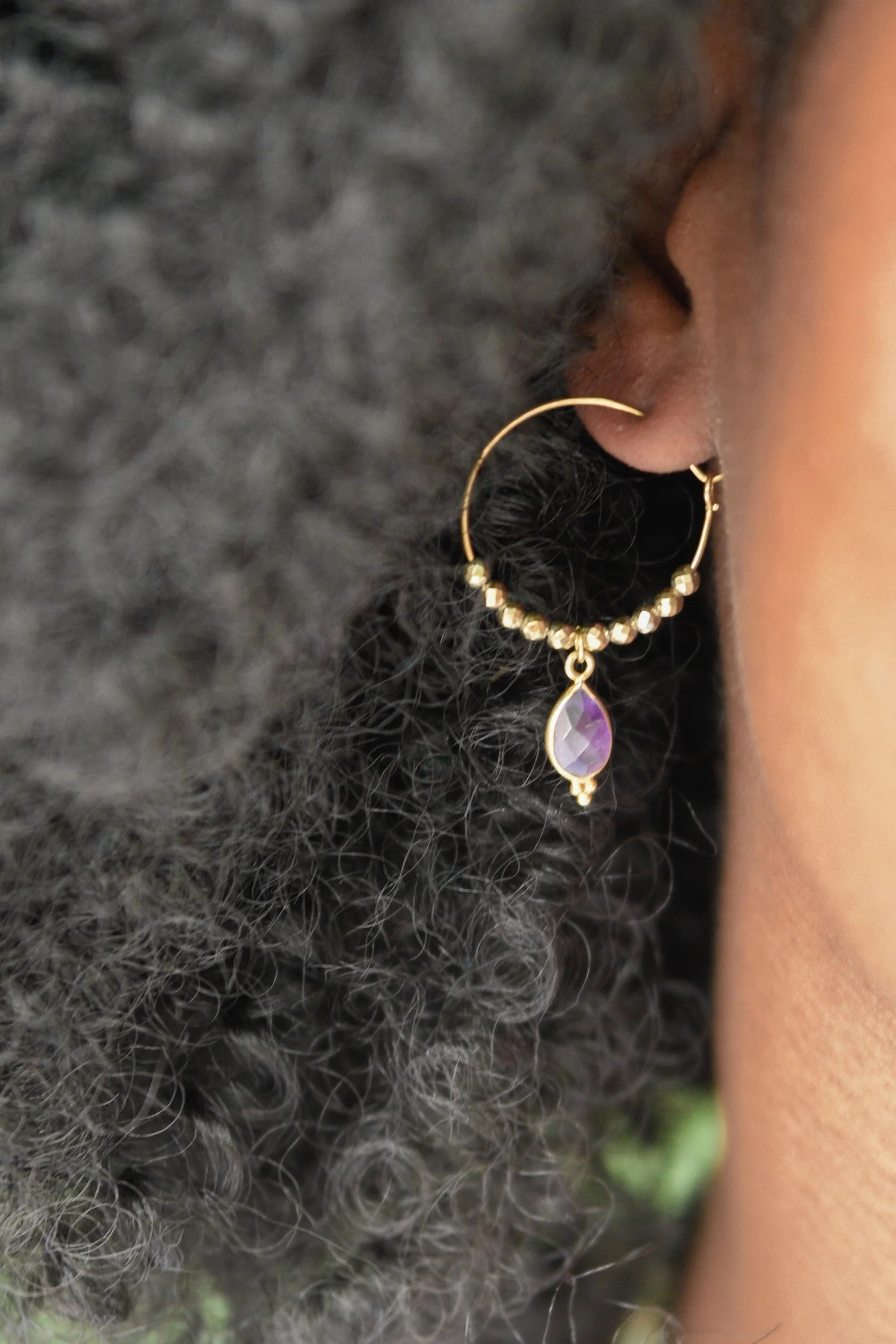 PIPA - Boucles d'oreilles améthyste | Bleu
