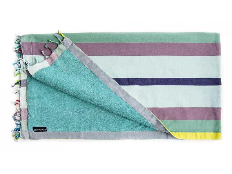 Remember Strandtuch Hamam Laguna 170 x 90 cm, Mehrfarbig Badetuch mit Fransen