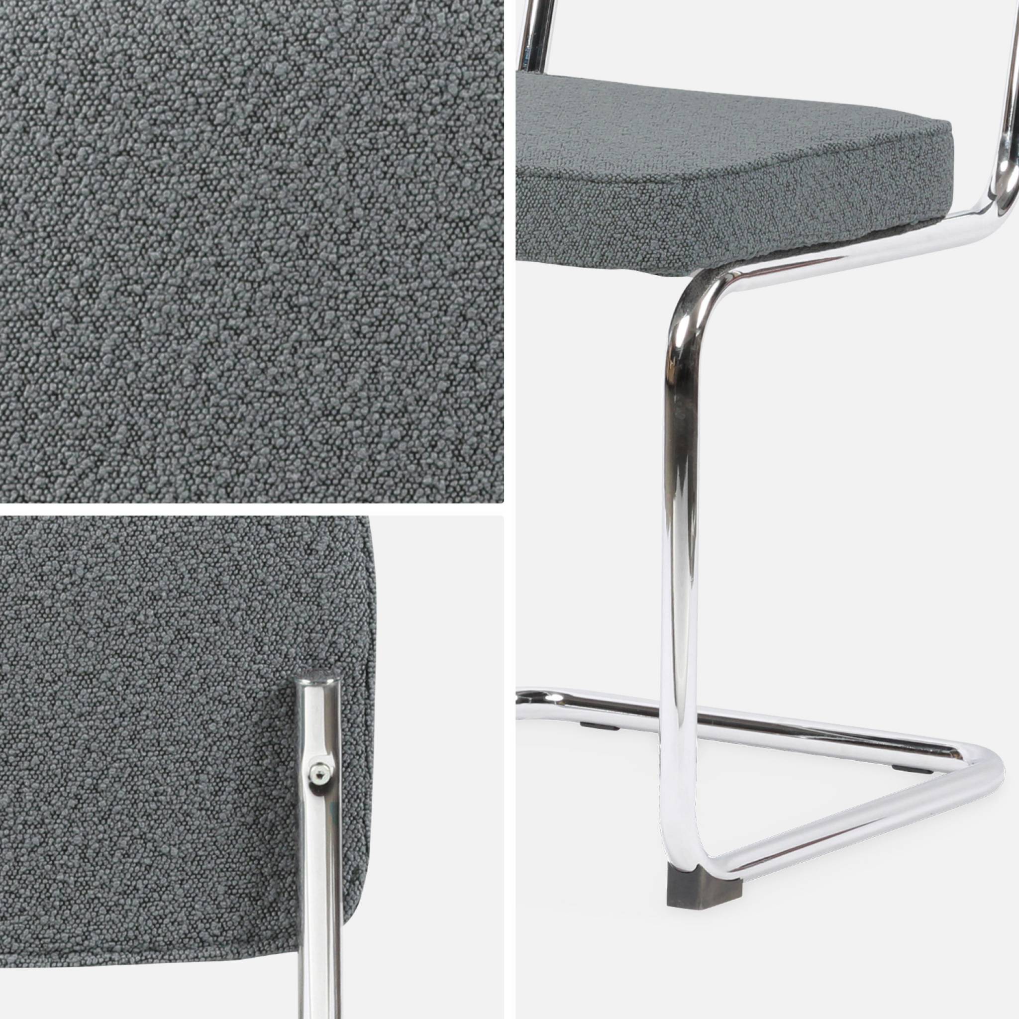 Lot de 2 chaises cantilever tissu bouclette texturée gris l46 x p54.5x h84.5cm