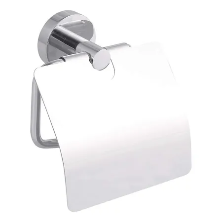tesa Smooz WC Papier-Rollenhalter mit Deckel, verchromt, ohne Bohren