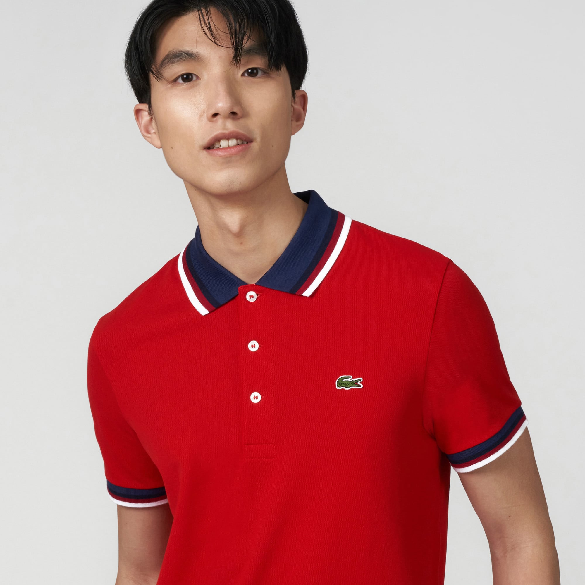 Poloshirt mit Kontrastkragen Kurze Ärmel - Rot - Lacoste - Herren