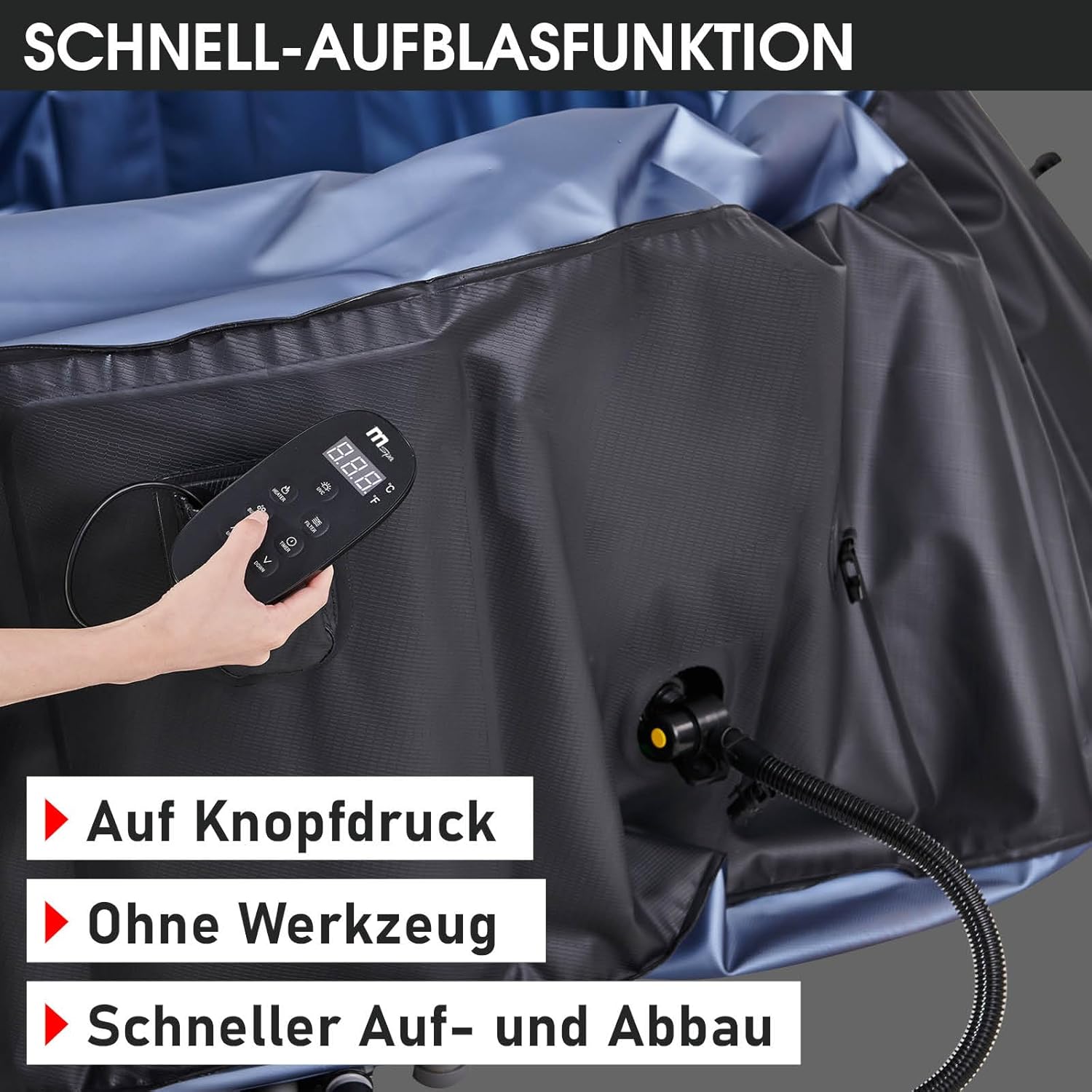 BRAST Whirlpool aufblasbar MSpa Bergen für 4-8 Personen | viele Größen Ø180-224cm | In- Outdoor Pool | Ganzjähriger Einsatz | bis zu 144 Massagedüsen | Stromsparend inkl. Energiespar-Timer | Bergen 4