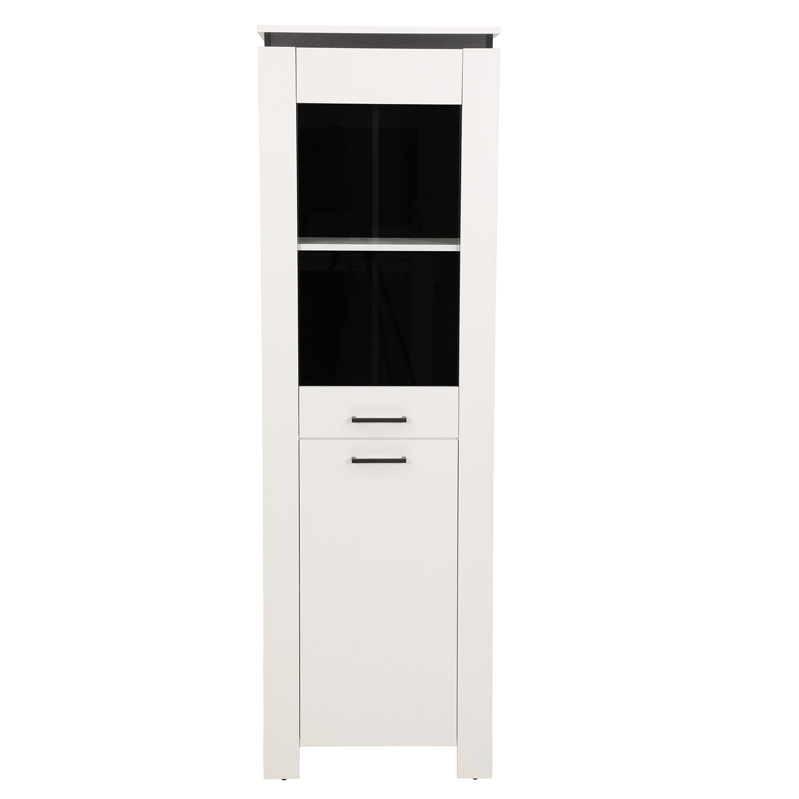 Vitrine - schwarz-weiß - eine Glastür - 190 cm
