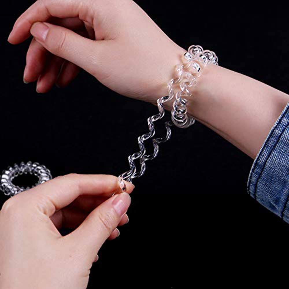 (9er Set) Ø4cm Elastische Haarspiralen Haarband ohne Metall - Schwarz / Braun / Transparent