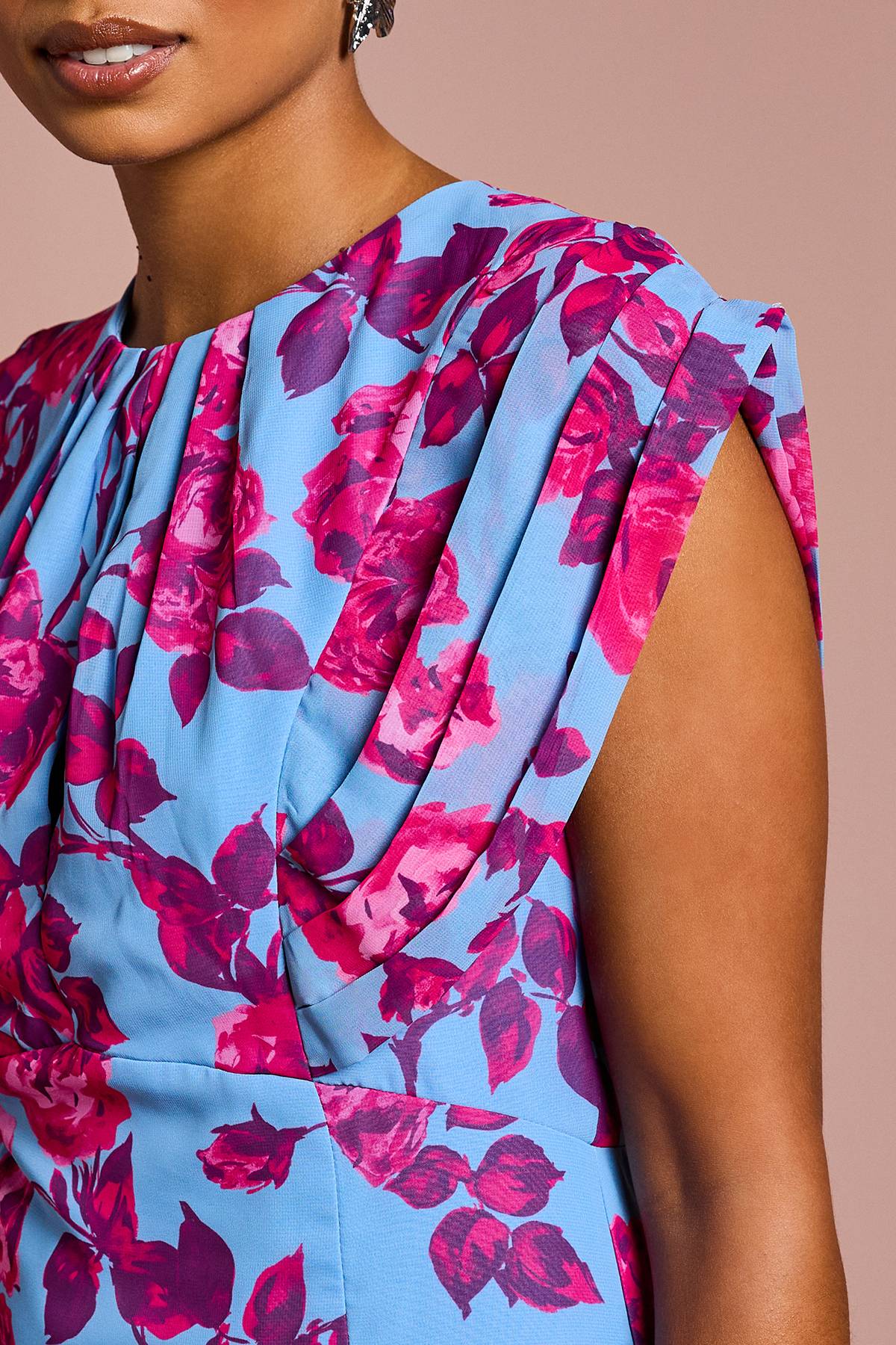 Coast Robe Midi en Mousseline à Manches Courtes Petite Taille