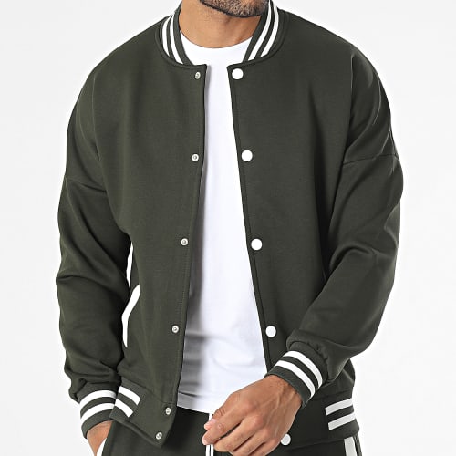 Ensemble Veste Boutonnée Et Pantalon Cargo Vert Kaki