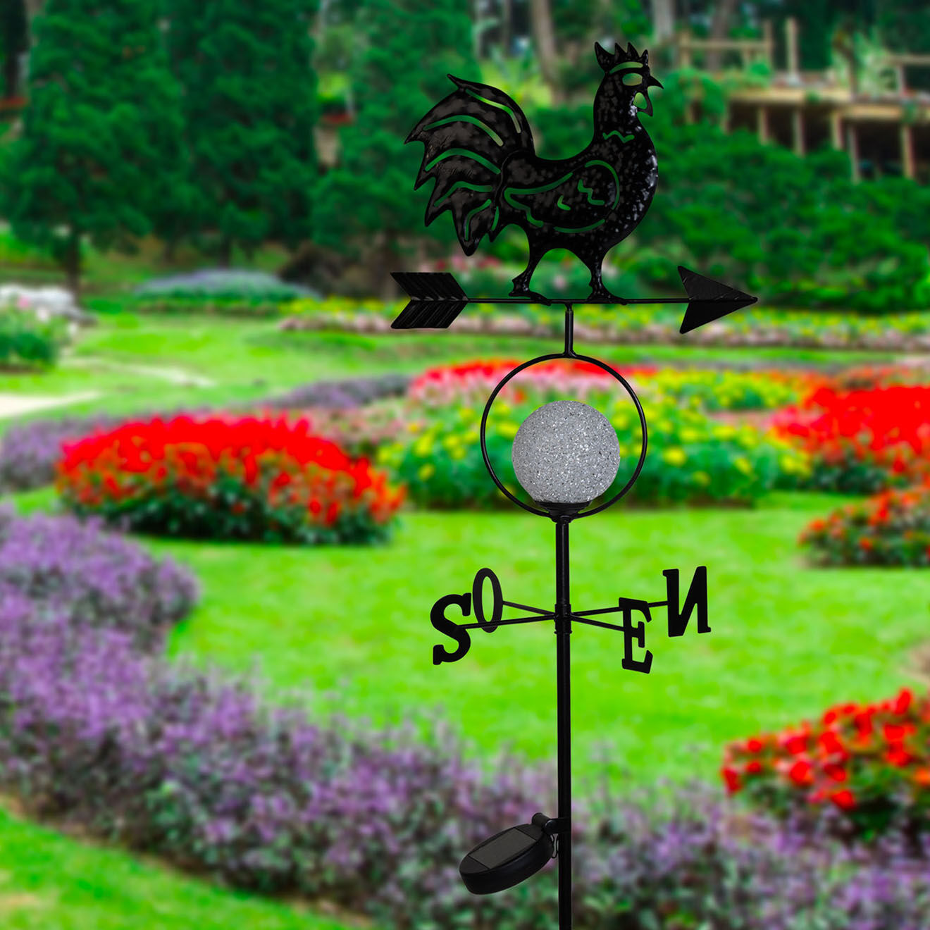 Pratik Garden Girouette solaire noire - 28x25x124.7  cm
