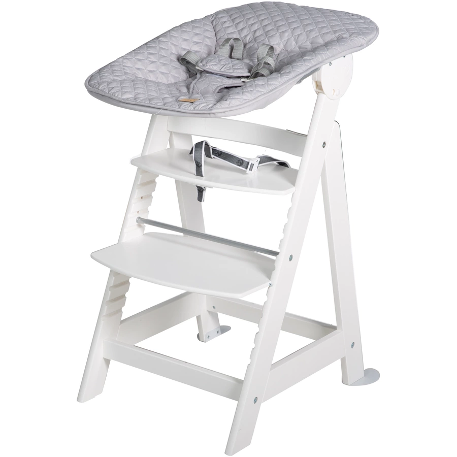 roba Treppenhochstuhl Born Up weiß Set 2-in-1 inkl. Aufsatz Style grau