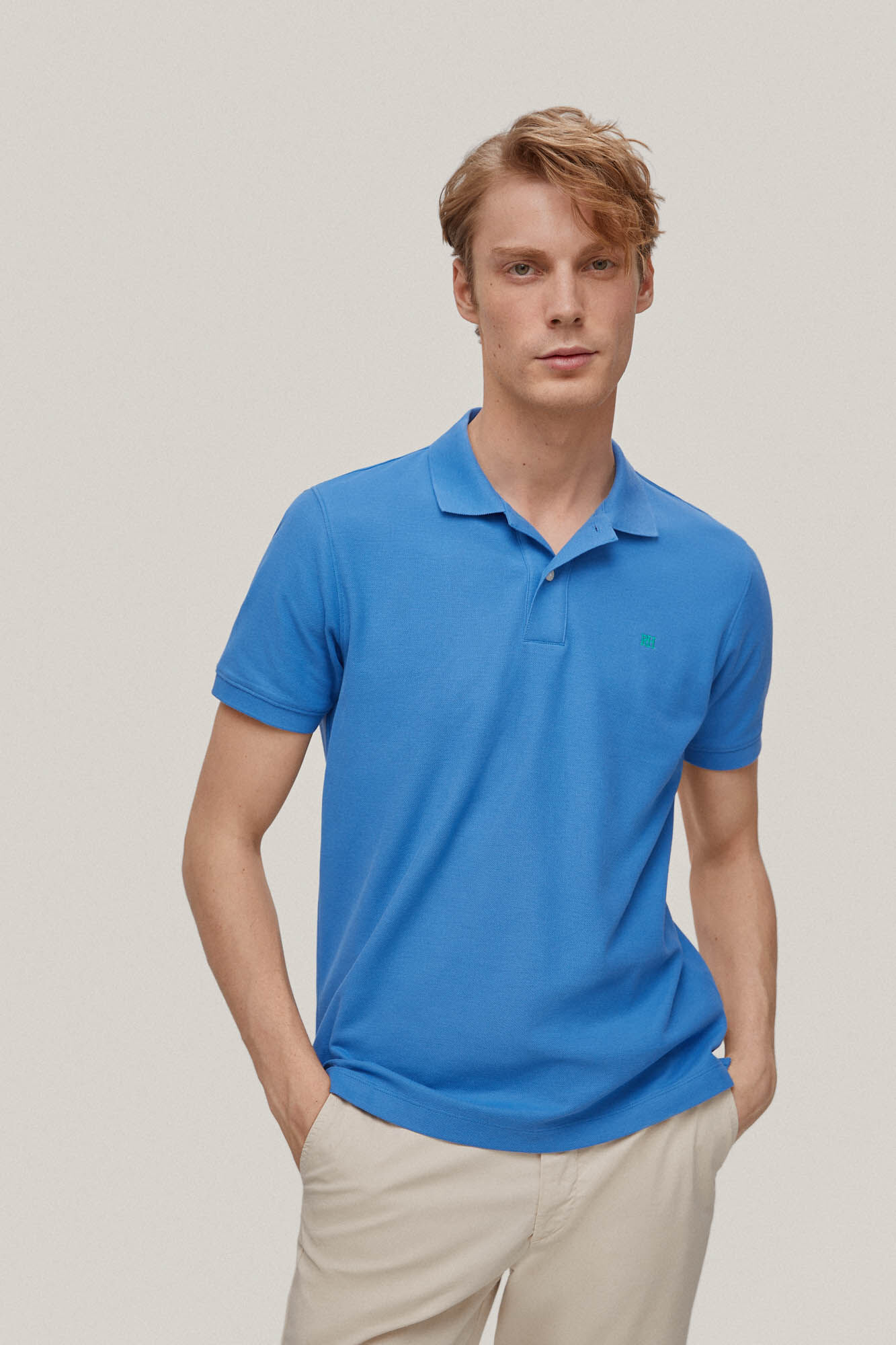Camisa polo com logotipo - Azul