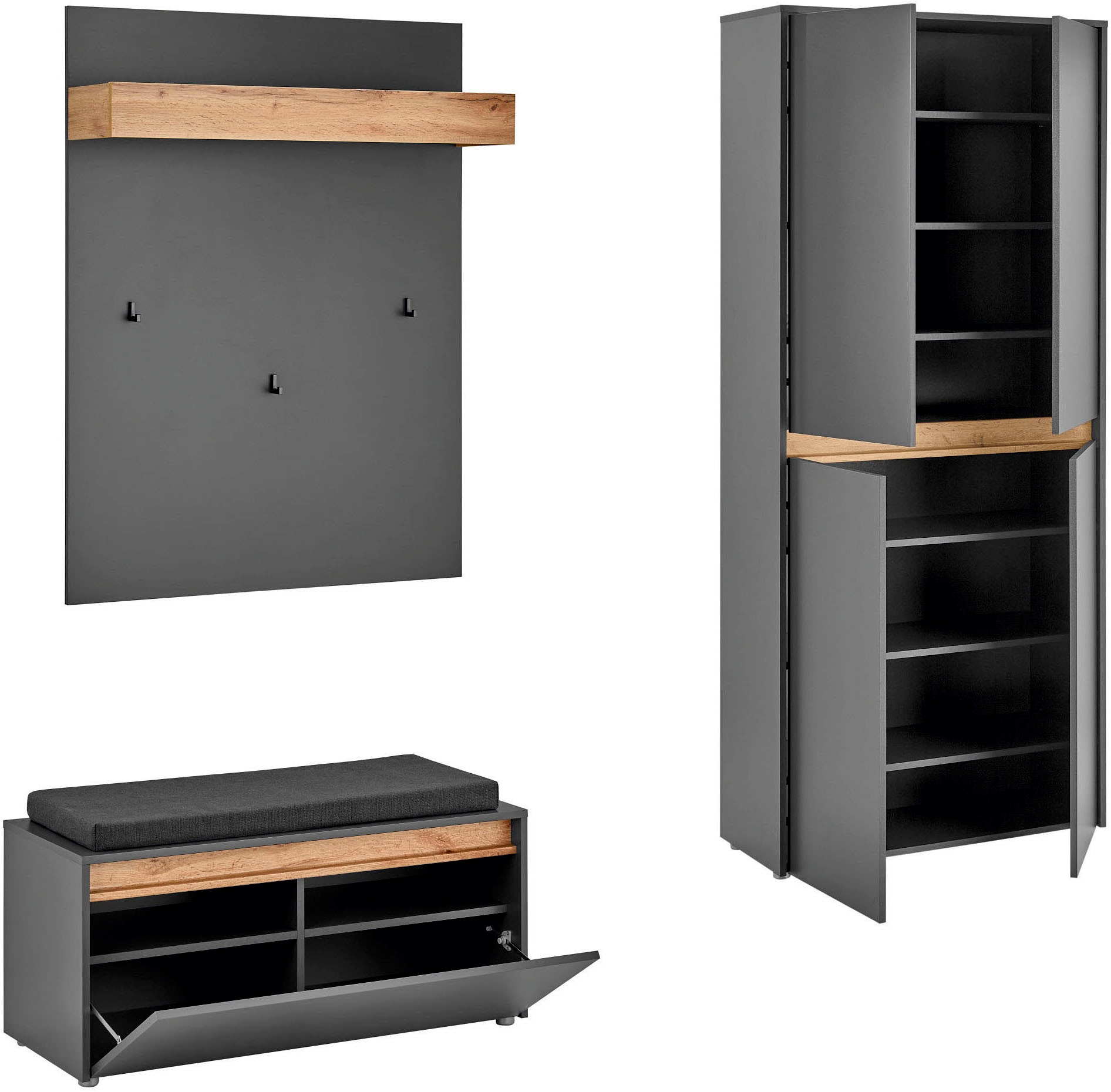 INOSIGN Garderoben-Set »City/Giron, moderne Garderobe, viel Stauraum, ca. 40 Schuhe« Set, 3 Stk. tlg.