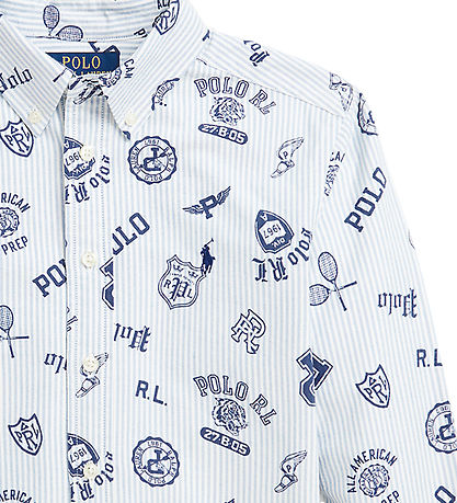 Polo Ralph Lauren Hemd - Weiß/Hellblau Gestreift m. Navy
