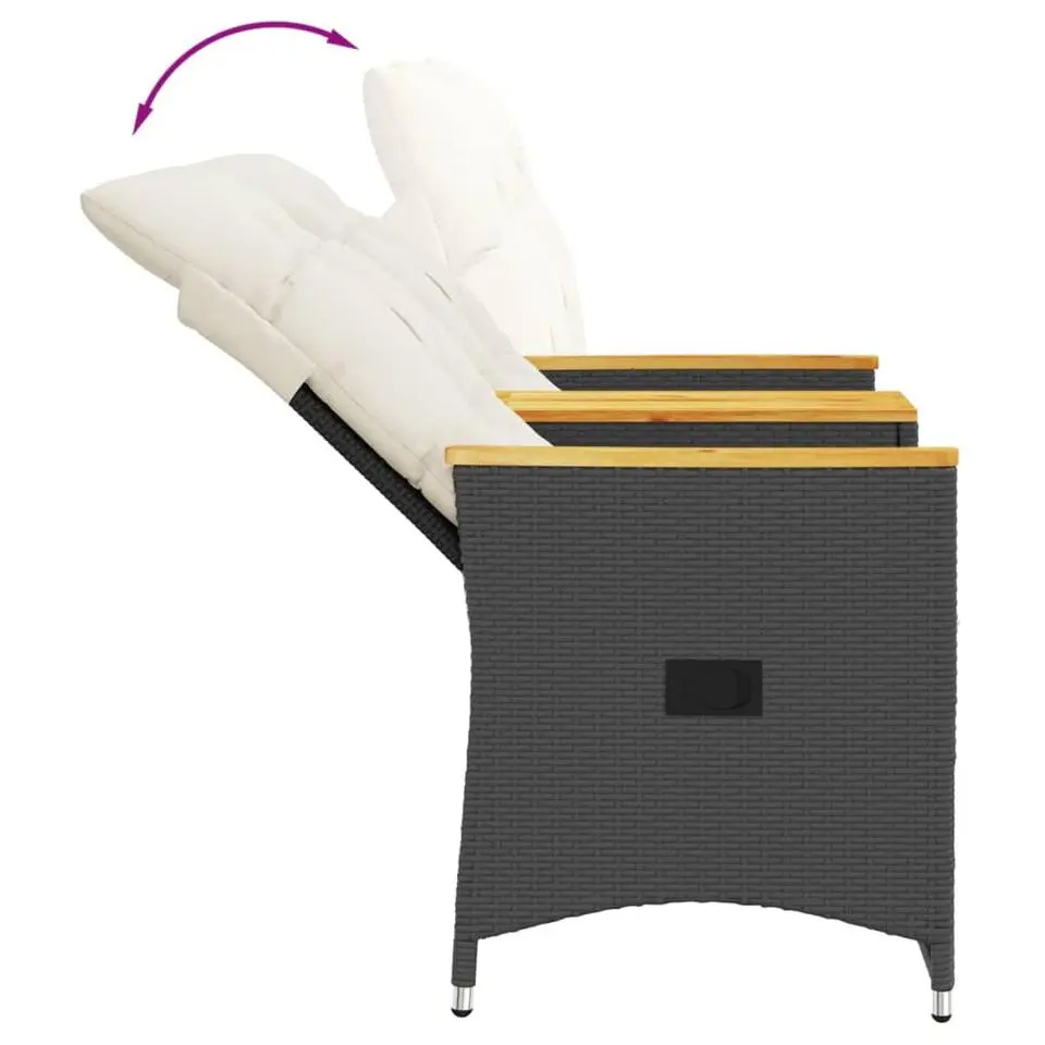 vidaXL - Tuinbank - Zwart - Poly rattan