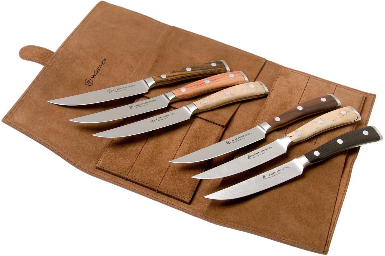 Wüsthof Ikon 1060560601, 6-delige steakmesset lederen etui